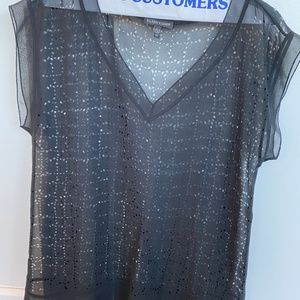 Eileen Fisher Black Mesh Tee